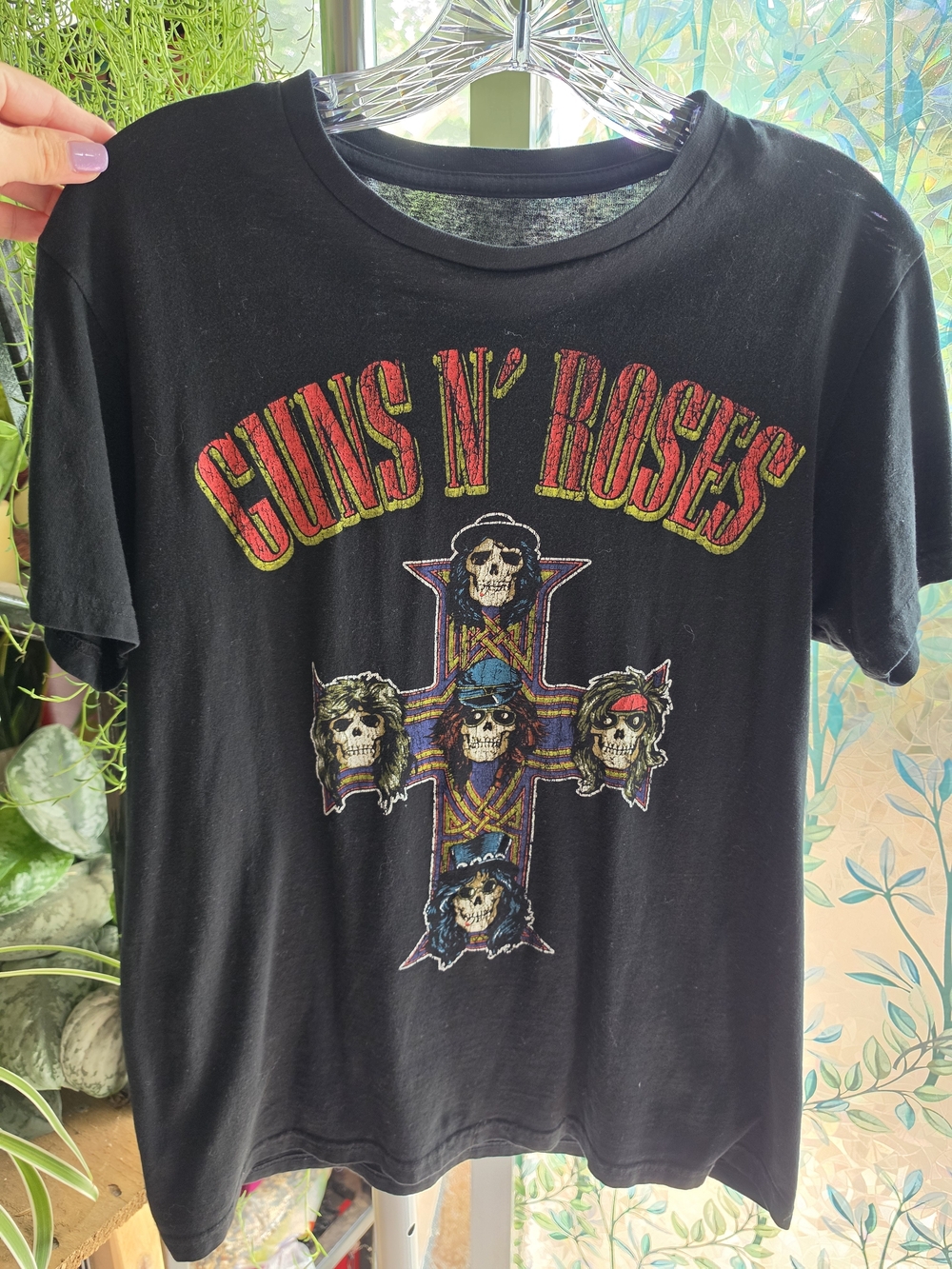 Guns N' Roses Skull Cross Graphic Band Tee Black Size Small